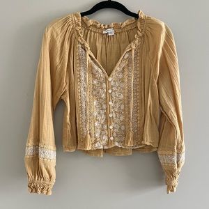 Golden American eagle embroidered cropped blouse